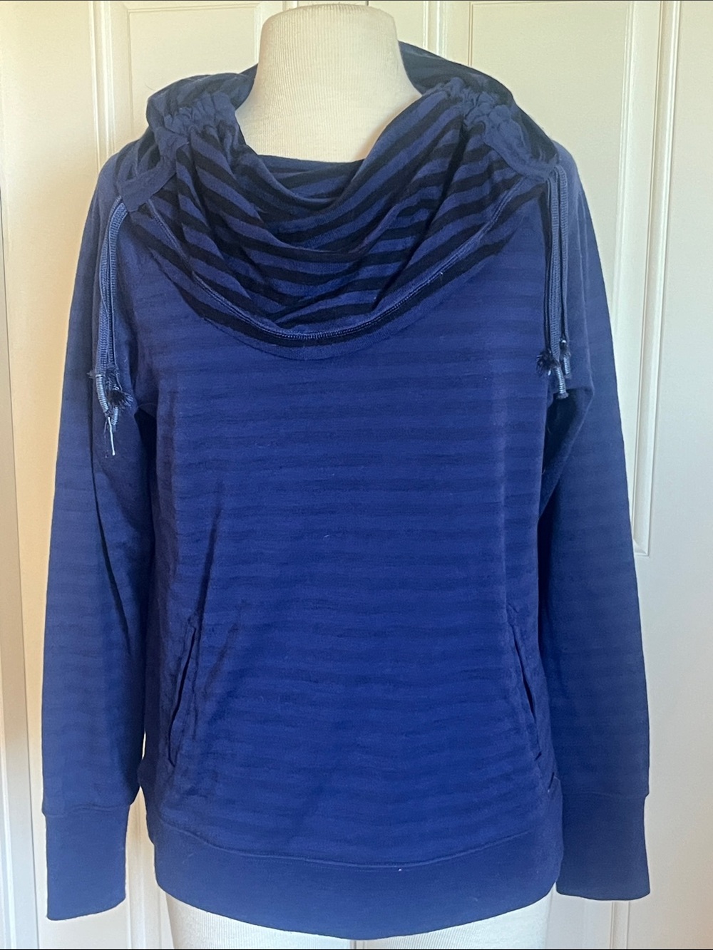 Smartwool Navy Striped Cowl Neck Pullover